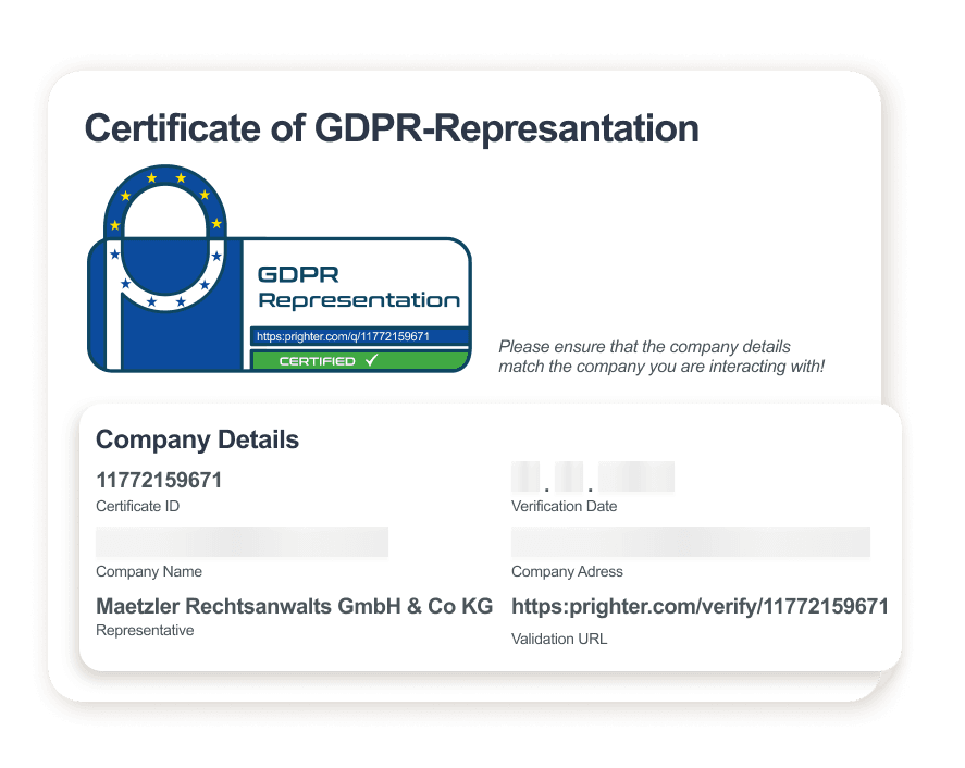 Demo Certificate of Representation