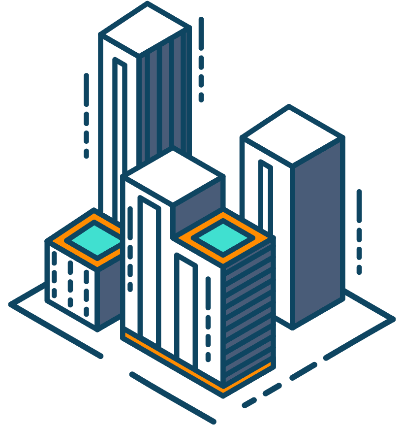 Illustration of a large complex of buildings representing the largeplan.