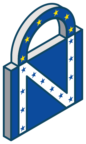 Logo in the shape of a lock representing Prighter's EU-NIS representation.